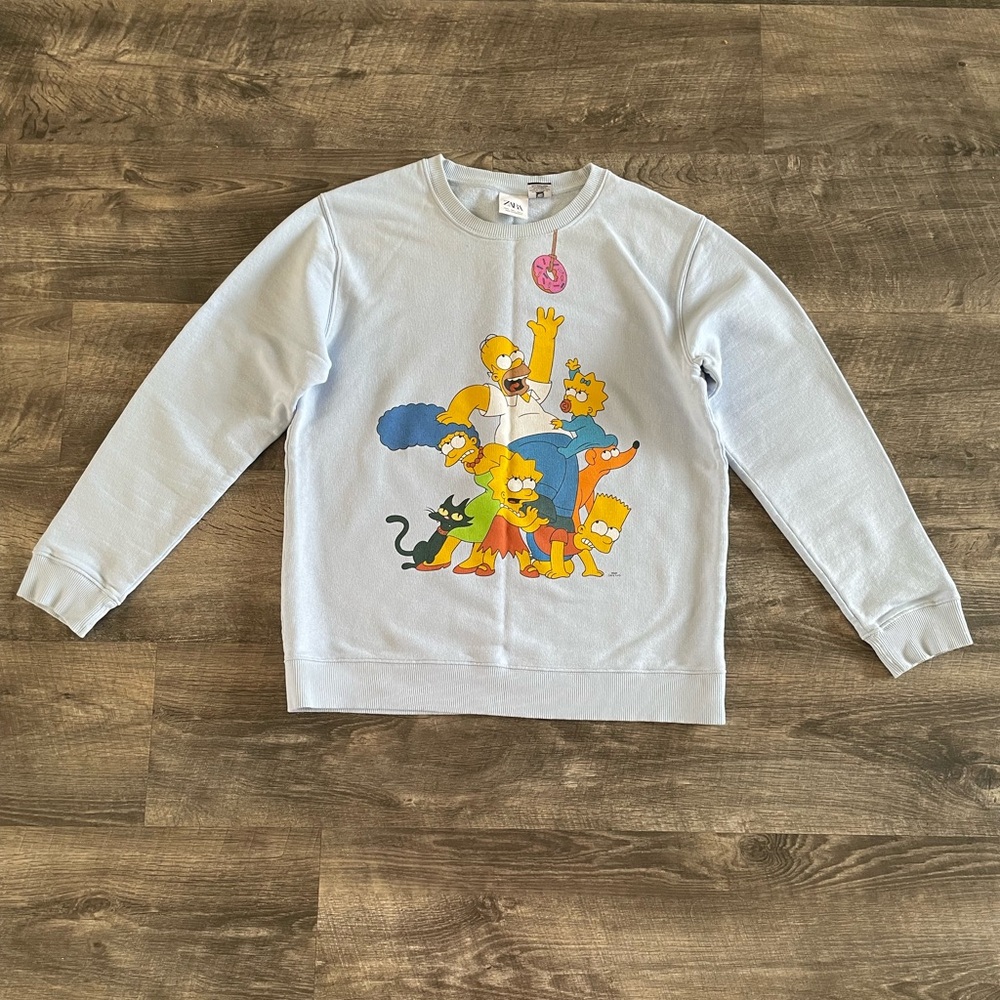 Zara The Simpsons Light Blue Sweatshirt 🎏 - Picture 3 of 9